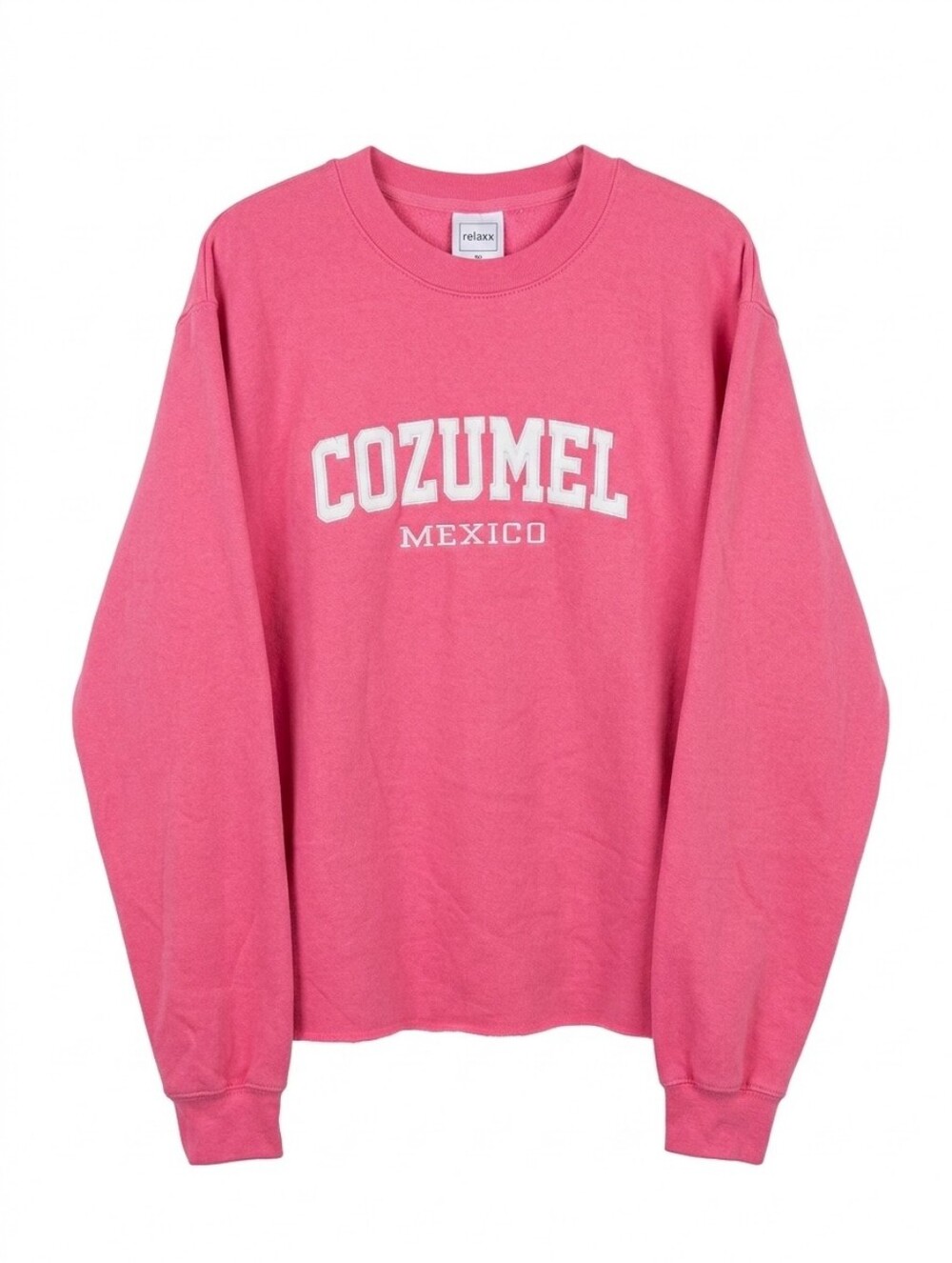 Relaxx Cozumel Mexico Graphic Sweatshirt Pink Coral Oversized Raw Hem XXL